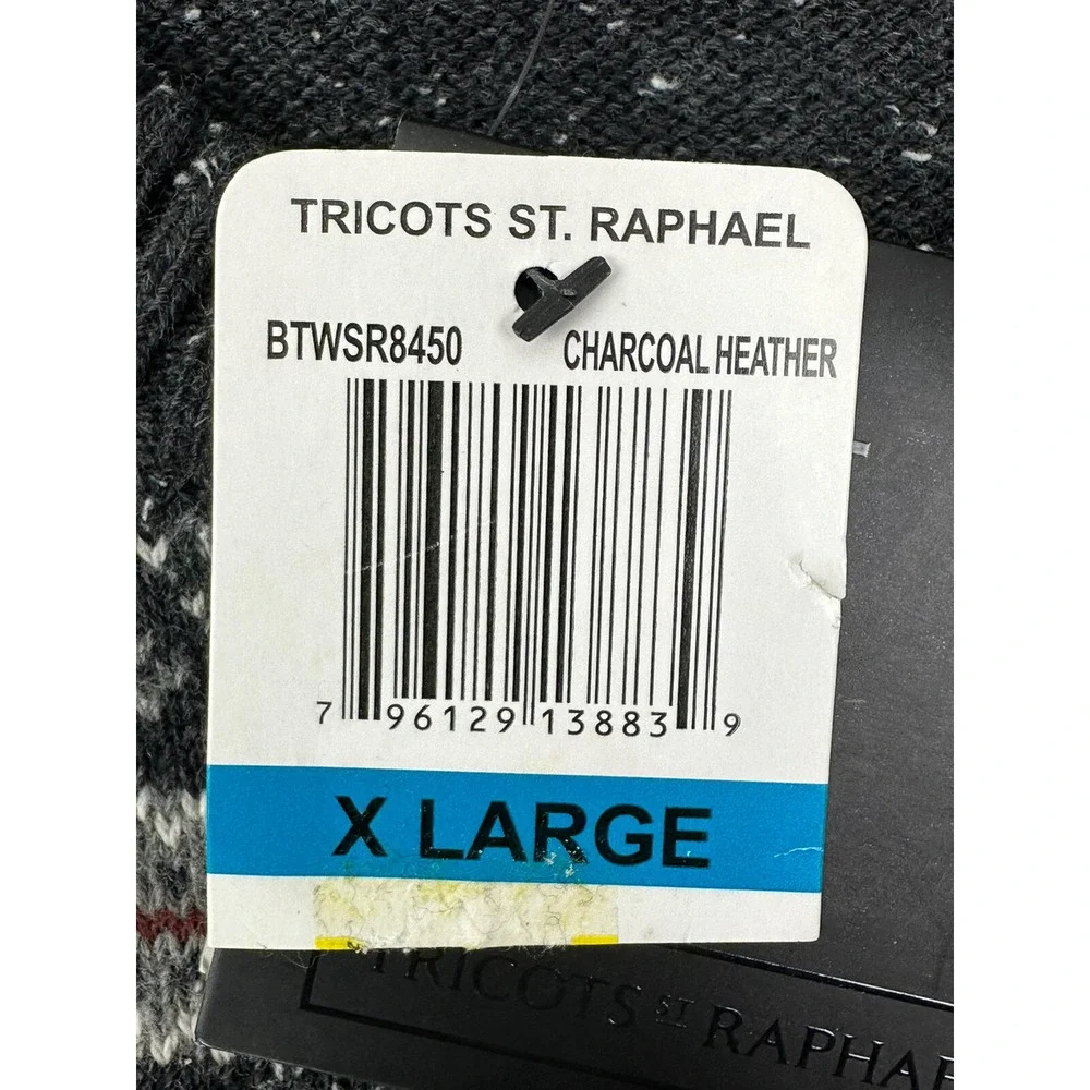 Tricots St. Raphael Sweater Mens XL Charcoal Striped Acrylic Blend Soft NWT